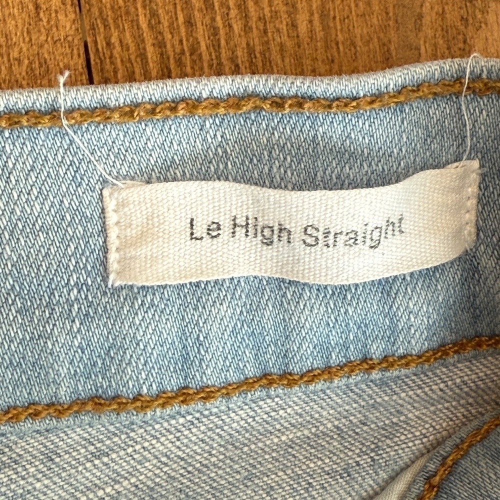 FRAME Le High Straight Double Frayed Hem Pearl Jean 45024 - Picture 11 of 14
